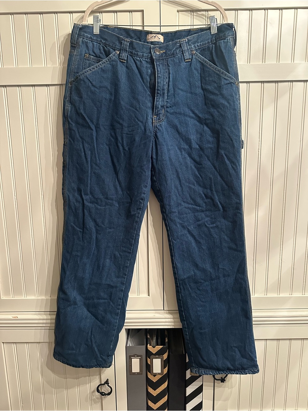 Blue Mountain Men's Flannel Lined Utility Carpenter Jeans 36x32 Denim Insulated